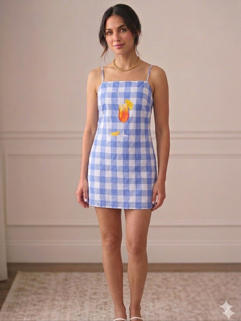 Skies Are Blue Light Blue Gingham Halter Mini Dress